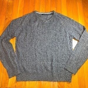 Perry Ellis V-Neck Long Sleeve Heather Gray & Black Mens sz Large Sweater